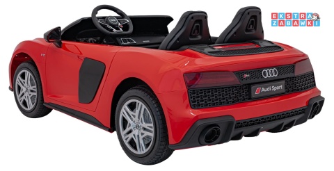 Czerwone Audi Spyder R8 Lift na akumulator - 2x200W, 24V/14Ah, ekoskóra - [A3000]