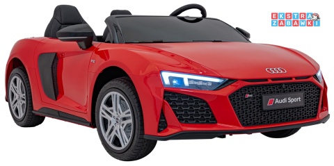Czerwone Audi Spyder R8 Lift na akumulator - 2x200W, 24V/14Ah, ekoskóra - [A3000]