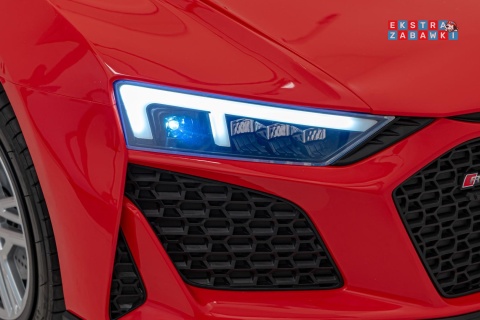 Czerwone Audi Spyder R8 Lift na akumulator - 2x200W, 24V/14Ah, ekoskóra - [A3000]
