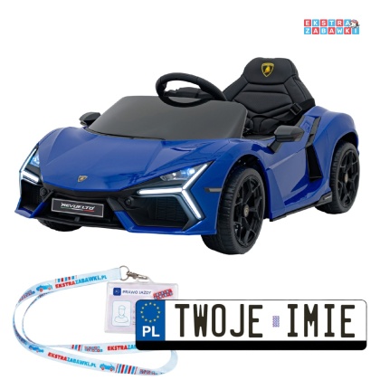 Lamborghini Revuelto na akumulator - niebieski, 4x4, 2x45W i 2x35W, 12V/9Ah, pilot, ekoskóra, EVA [QLS-8603]