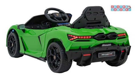 Lamborghini Revuelto na akumulator - zielony, 4x4, 2x45W i 2x35W, 12V/9Ah, pilot, ekoskóra, EVA [QLS-8603]