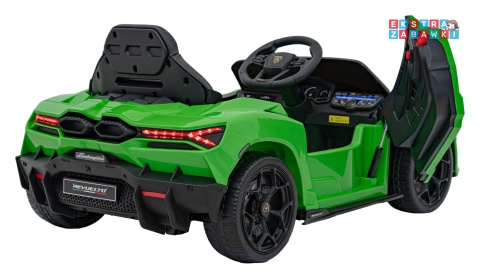 Lamborghini Revuelto na akumulator - zielony, 4x4, 2x45W i 2x35W, 12V/9Ah, pilot, ekoskóra, EVA [QLS-8603]