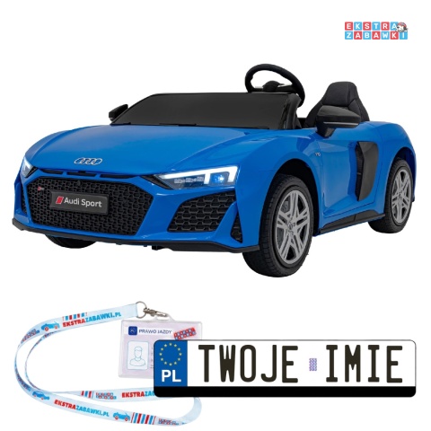 Niebieskie Audi Spyder R8 Lift na akumulator - 2x200W, 24V/14Ah, ekoskóra - [A3000]
