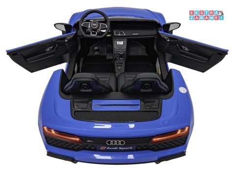 Niebieskie Audi Spyder R8 Lift na akumulator - 2x200W, 24V/14Ah, ekoskóra - [A3000]