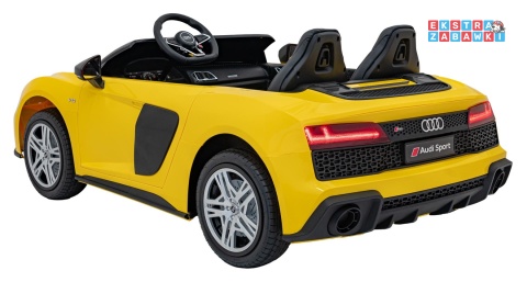 Żółte Audi Spyder R8 Lift na akumulator - 2x200W, 24V/14Ah, ekoskóra - [A3000]