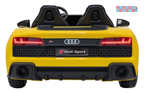 Żółte Audi Spyder R8 Lift na akumulator - 2x200W, 24V/14Ah, ekoskóra - [A3000]