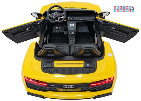 Żółte Audi Spyder R8 Lift na akumulator - 2x200W, 24V/14Ah, ekoskóra - [A3000]