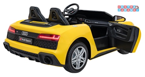 Żółte Audi Spyder R8 Lift na akumulator - 2x200W, 24V/14Ah, ekoskóra - [A3000]