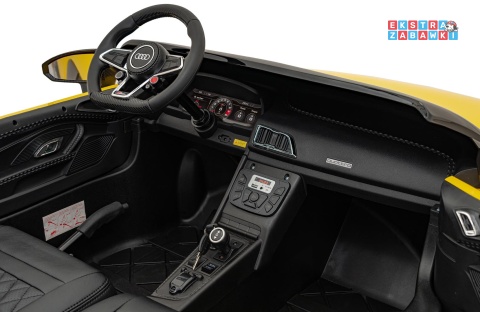 Żółte Audi Spyder R8 Lift na akumulator - 2x200W, 24V/14Ah, ekoskóra - [A3000]