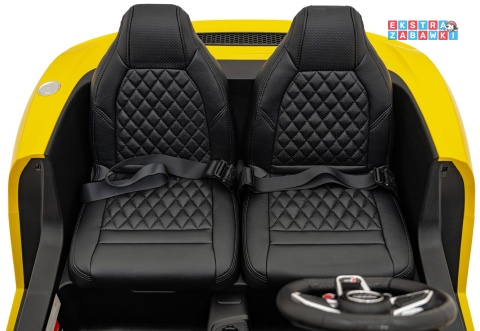 Żółte Audi Spyder R8 Lift na akumulator - 2x200W, 24V/14Ah, ekoskóra - [A3000]