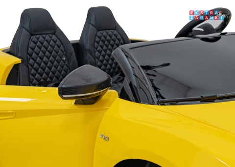 Żółte Audi Spyder R8 Lift na akumulator - 2x200W, 24V/14Ah, ekoskóra - [A3000]