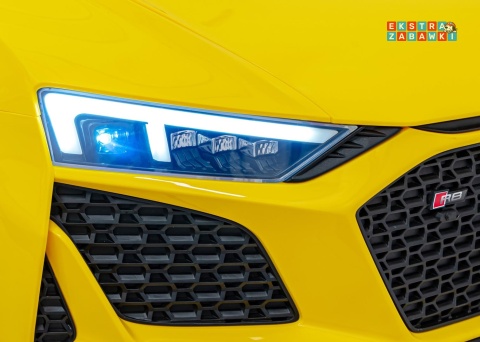 Żółte Audi Spyder R8 Lift na akumulator - 2x200W, 24V/14Ah, ekoskóra - [A3000]