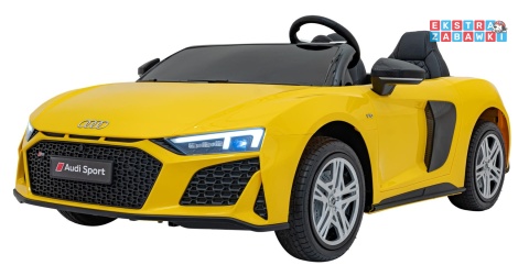 Żółte Audi Spyder R8 Lift na akumulator - 2x200W, 24V/14Ah, ekoskóra - [A3000]