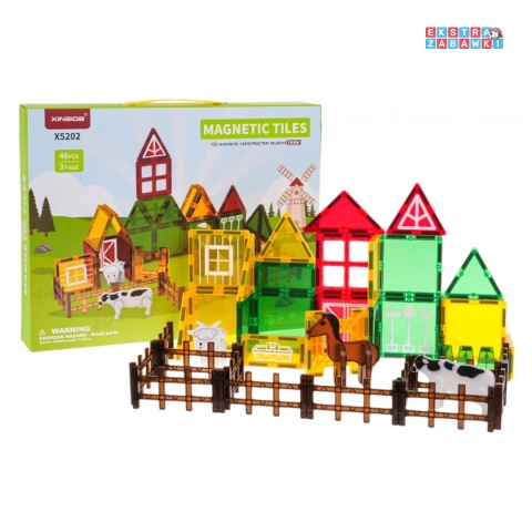 [X5202] Edukacyjne klocki magnetyczne 3D - zestaw 46 elementów