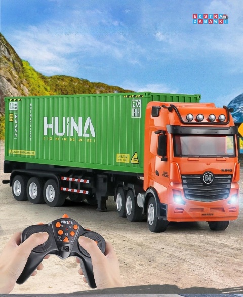 HUINA Ciężarówka TIR z kontenerem zdalnie sterowana RC dźwięki i LED 1:18 [1317]