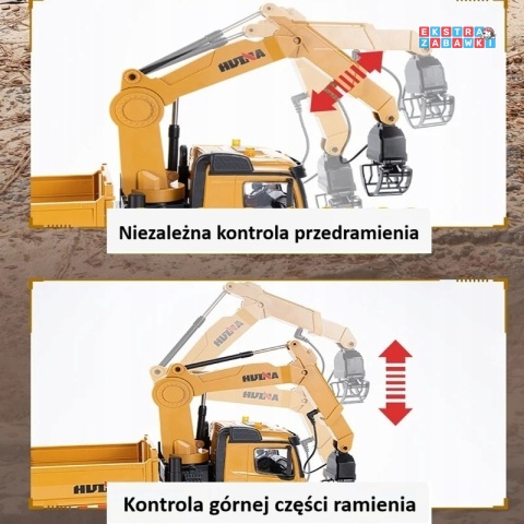 HUINA Wywrotka z dźwigiem zdalnie sterowana RC z wymiennymi akcesoriami 1:14 [1538]