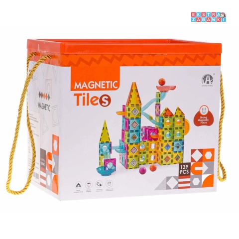 [CH1148] Edukacyjne klocki magnetyczne 3D - Tor do kulek zestaw 139 elementów