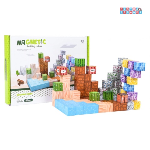Edukacyjne klocki magnetyczne 3D - zestaw bloków przestrzennych 88 elementów [CH1318]