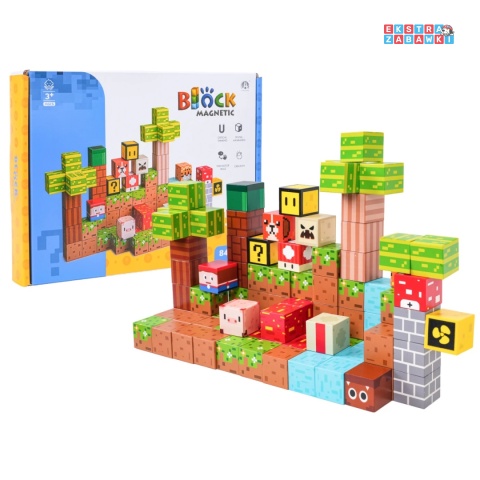 Edukacyjne klocki magnetyczne 3D - zestaw bloków przestrzennych 84 elementy [CH1376]