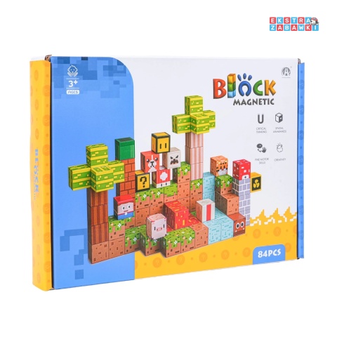 Edukacyjne klocki magnetyczne 3D - zestaw bloków przestrzennych 84 elementy [CH1376]