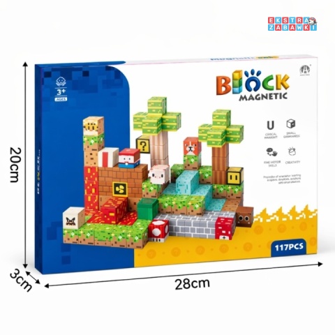 Edukacyjne klocki magnetyczne 3D - zestaw bloków przestrzennych 117 elementów [CH1379]