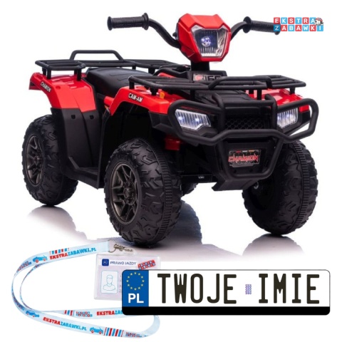 Quad JC915 na akumulator - czerwony, 2x45W 12V/4,5Ah, MP3, LED, automatyczny hamulec [13551]