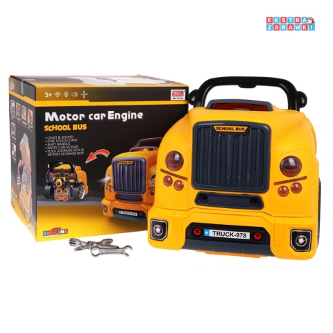 [D001-1] Warsztat mechanika autobus silnik auto do rozkręcania - żółty