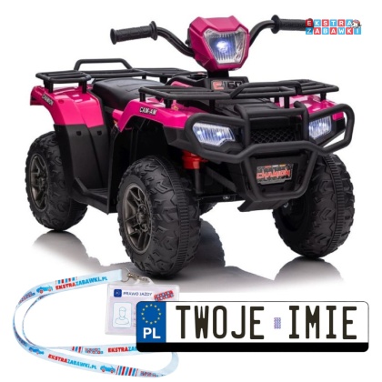Quad JC915 na akumulator - różowy, 2x45W 12V/4,5Ah, MP3, LED, automatyczny hamulec [13550]