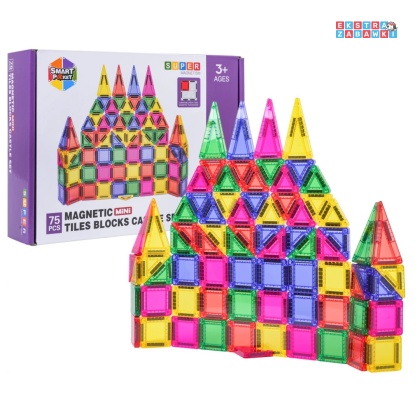 [S-1087] Edukacyjne klocki magnetyczne 3D - zestaw 75 elementów