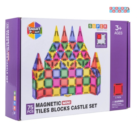 [S-1087] Edukacyjne klocki magnetyczne 3D - zestaw 75 elementów