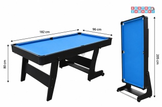 Składany stół do bilarda 6FT - zestaw bilardowy z akcesoriami [T56026(6).BLUE]
