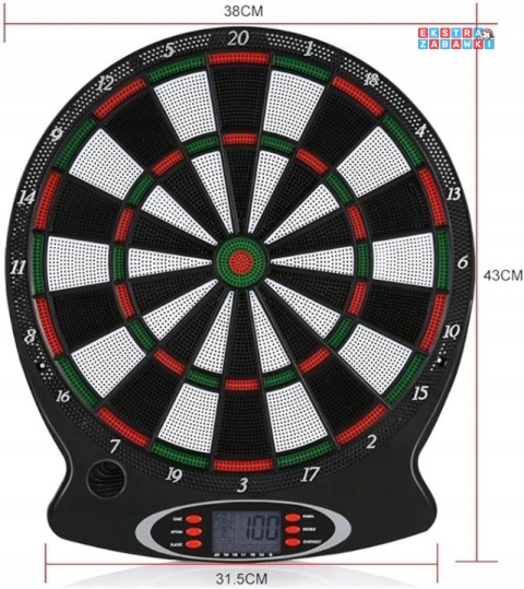 [WJ100] Elektroniczna tarcza do gry w rzutki Dart 43x38 cm + 6 rzutek