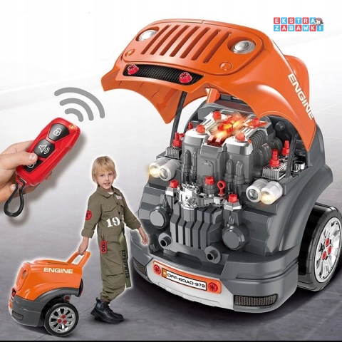 [008-979] Warsztat mechanika samochód terenowy silnik auto do rozkręcania z pilotem - pomarańczowy
