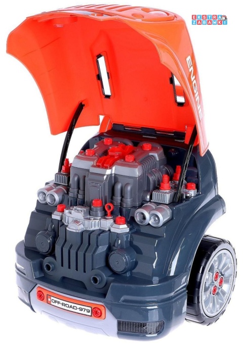 [008-979] Warsztat mechanika samochód terenowy silnik auto do rozkręcania z pilotem - pomarańczowy