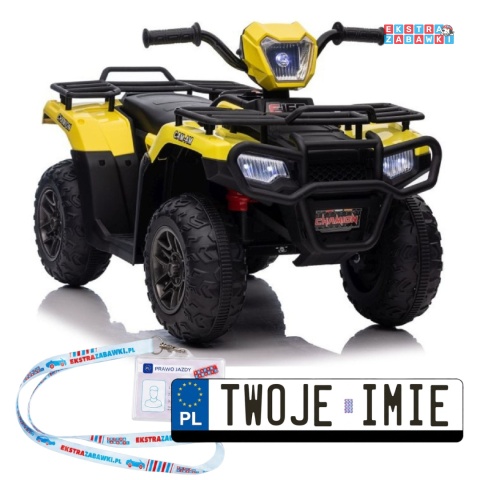 Quad JC915 na akumulator - żółty, 2x45W 12V/4,5Ah, MP3, LED, automatyczny hamulec [13553]