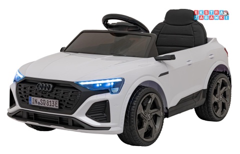 Audi SQ8 na akumulator - biały, 2x35W 12V/9Ah, ekoskóra, EVA, bluetooth [BRD-2168]