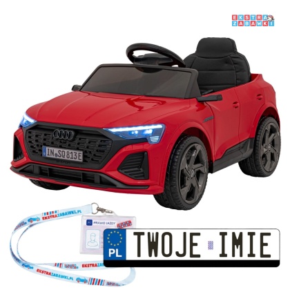 Audi SQ8 na akumulator - czerwony, 2x35W 12V/9Ah, ekoskóra, EVA, bluetooth [BRD-2168]