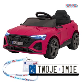 Audi SQ8 na akumulator - różowy, 2x35W 12V/9Ah, ekoskóra, EVA, bluetooth [BRD-2168]