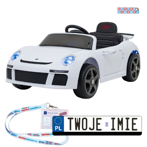 RUF CTR3 na akumulator - biały, 2x35W 12V/9Ah, ekoskóra, EVA, pilot, pasy, panel muzyczny [BRD-2188]