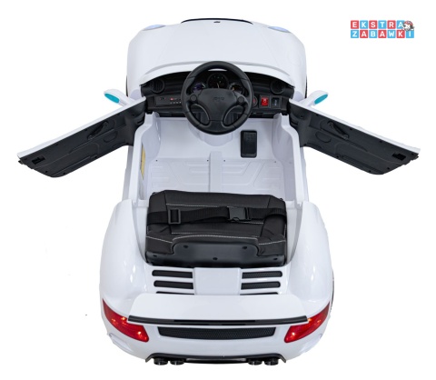RUF CTR3 na akumulator - biały, 2x35W 12V/9Ah, ekoskóra, EVA, pilot, pasy, panel muzyczny [BRD-2188]