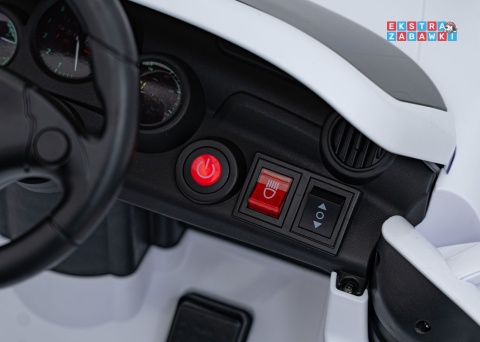 RUF CTR3 na akumulator - biały, 2x35W 12V/9Ah, ekoskóra, EVA, pilot, pasy, panel muzyczny [BRD-2188]