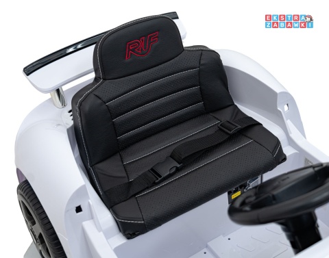 RUF CTR3 na akumulator - biały, 2x35W 12V/9Ah, ekoskóra, EVA, pilot, pasy, panel muzyczny [BRD-2188]