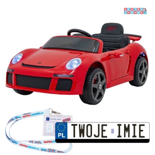 RUF CTR3 na akumulator - czerwony, 2x35W 12V/9Ah, ekoskóra, EVA, pilot, pasy, panel muzyczny [BRD-2188]