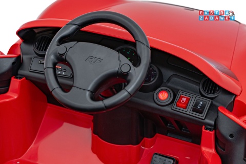 RUF CTR3 na akumulator - czerwony, 2x35W 12V/9Ah, ekoskóra, EVA, pilot, pasy, panel muzyczny [BRD-2188]