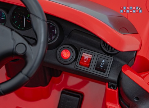 RUF CTR3 na akumulator - czerwony, 2x35W 12V/9Ah, ekoskóra, EVA, pilot, pasy, panel muzyczny [BRD-2188]