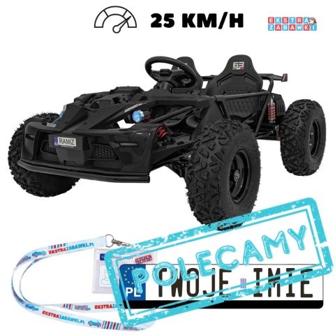 Ogromny gokart GENERAL 63 dwuosobowy na akumulator - czarny, 1x800W 48V/20Ah, silnik bezszczotkowy [SX2358]