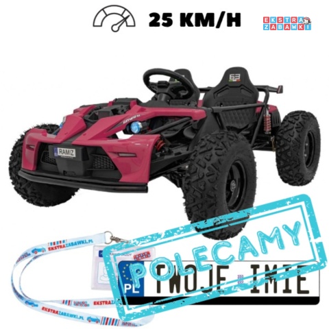 Ogromny gokart GENERAL 63 dwuosobowy na akumulator - różowy, 1x800W 48V/20Ah, silnik bezszczotkowy [SX2358]