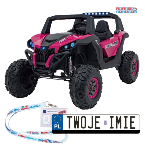 UTV-MX 2000n buggy na akumulator - różowy, 4x75W 24V/7Ah, EVA, LED, ekoskóra, USB, MP3 [XMX-603B]