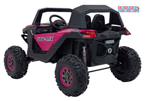UTV-MX 2000n buggy na akumulator - różowy, 4x75W 24V/7Ah, EVA, LED, ekoskóra, USB, MP3 [XMX-603B]