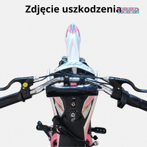 [outlet] Motorek Crossowy HP114E na akumulator - różowy, 1x800W 36V/9Ah, hamulce tarczowe, kluczyki, pompowane koła [20433]